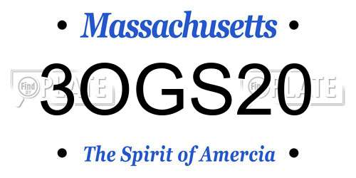 3OGS20 Massachusetts License Plate