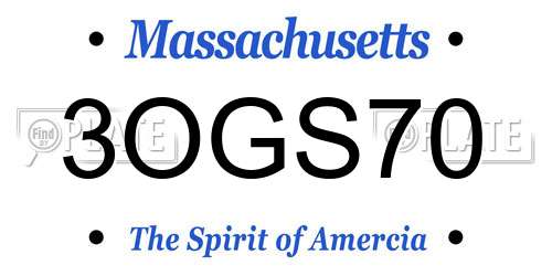 3OGS70 Massachusetts License Plate