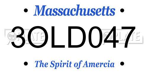 3OLD047 Massachusetts License Plate