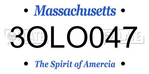 3OLO047 Massachusetts License Plate