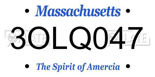 3OLQ047 Massachusetts License Plate