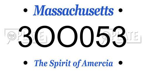 3OO053 Massachusetts License Plate