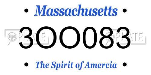 3OO083 Massachusetts License Plate
