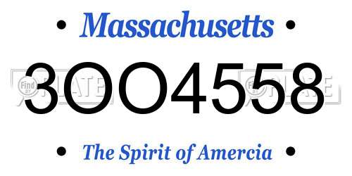 3OO4558 Massachusetts License Plate