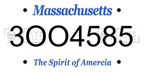 3OO4585 Massachusetts License Plate