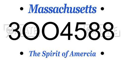 3OO4588 Massachusetts License Plate