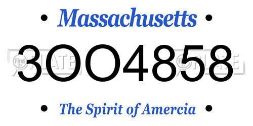3OO4858 Massachusetts License Plate