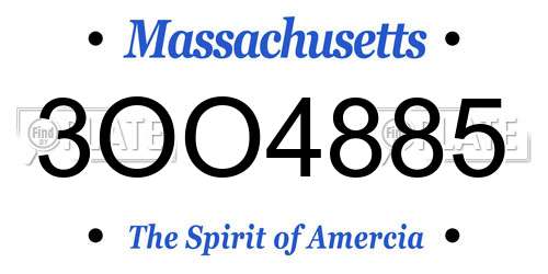 3OO4885 Massachusetts License Plate