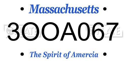3OOA067 Massachusetts License Plate