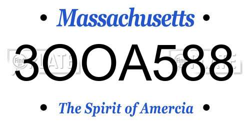 3OOA588 Massachusetts License Plate