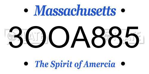 3OOA885 Massachusetts License Plate