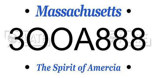3OOA888 Massachusetts License Plate
