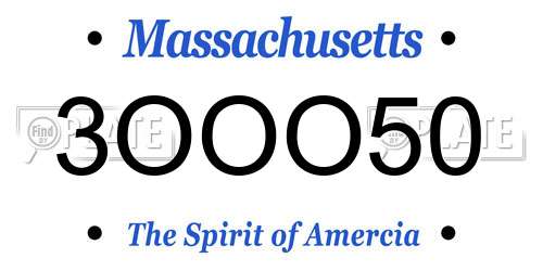 3OOO50 Massachusetts License Plate