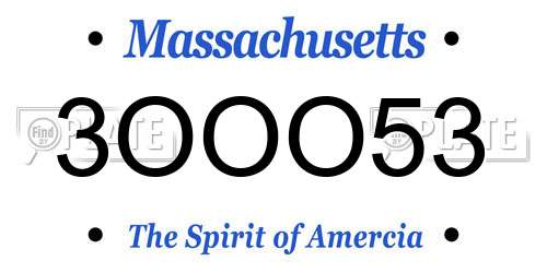 3OOO53 Massachusetts License Plate