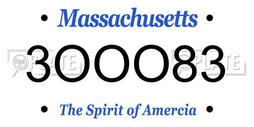 3OOO83 Massachusetts License Plate