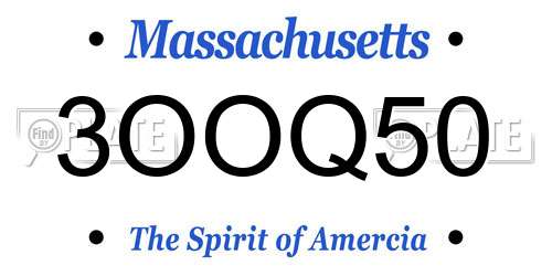 3OOQ50 Massachusetts License Plate