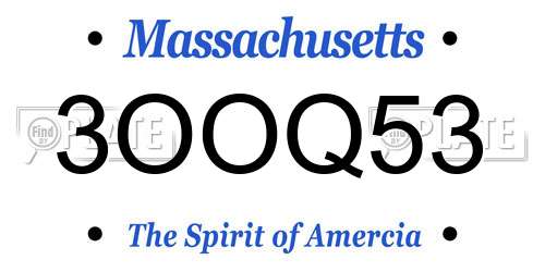 3OOQ53 Massachusetts License Plate
