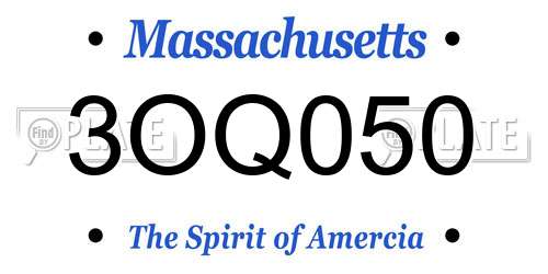 3OQ050 Massachusetts License Plate
