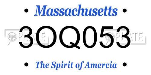 3OQ053 Massachusetts License Plate