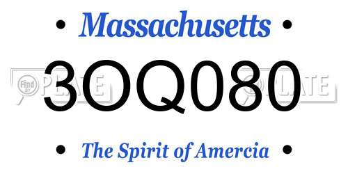 3OQ080 Massachusetts License Plate