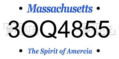 3OQ4855 Massachusetts License Plate
