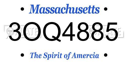 3OQ4885 Massachusetts License Plate