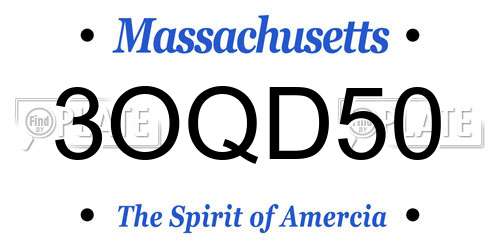 3OQD50 Massachusetts License Plate