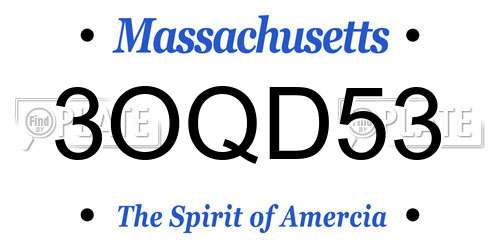 3OQD53 Massachusetts License Plate