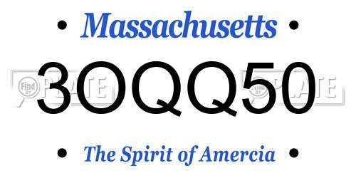3OQQ50 Massachusetts License Plate