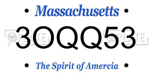 3OQQ53 Massachusetts License Plate