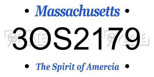 3OS2179 Massachusetts License Plate