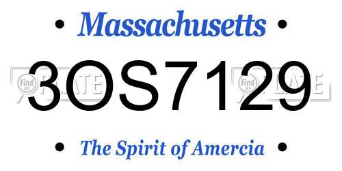 3OS7129 Massachusetts License Plate