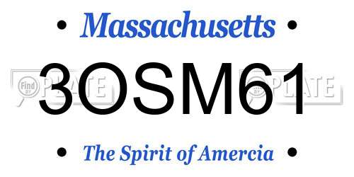 3OSM61 Massachusetts License Plate