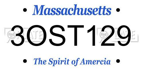 3OST129 Massachusetts License Plate