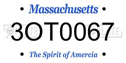 3OT0067 Massachusetts License Plate
