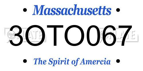 3OTO067 Massachusetts License Plate