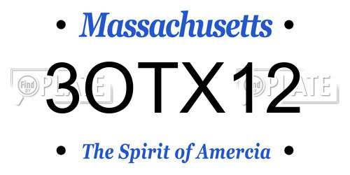 3OTX12 Massachusetts License Plate