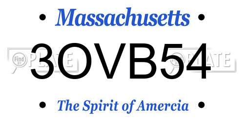 3OVB54 Massachusetts License Plate