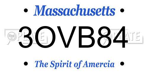3OVB84 Massachusetts License Plate