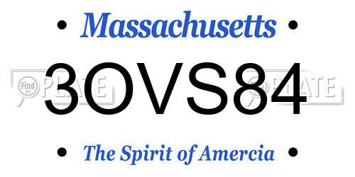 3OVS84 Massachusetts License Plate