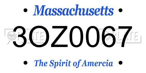 3OZ0067 Massachusetts License Plate