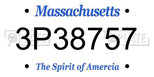 3P38757 Massachusetts License Plate