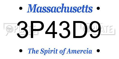 3P43D9 Massachusetts License Plate