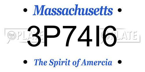 3P74I6 Massachusetts License Plate