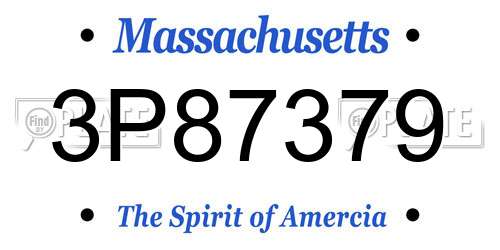 3P87379 Massachusetts License Plate