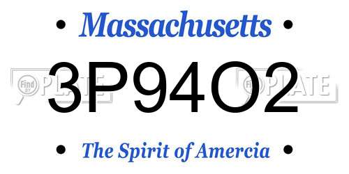 3P94O2 Massachusetts License Plate