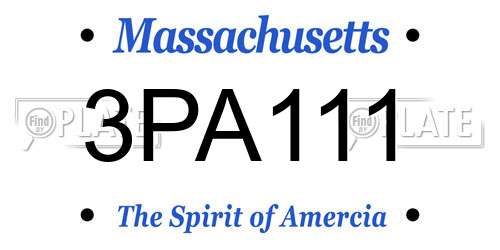 3PA111 Massachusetts License Plate