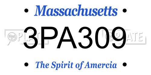 3PA309 Massachusetts License Plate