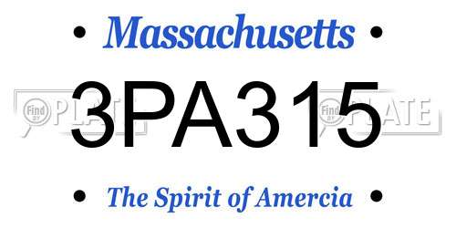 3PA315 Massachusetts License Plate