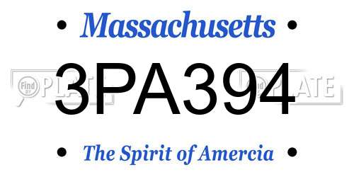 3PA394 Massachusetts License Plate